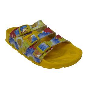 Birkinstock Birki's Yellow Floral Open Toe Waterproof Slide Sandals Womens 38